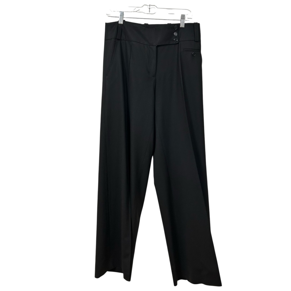 BCBGMaxazaria Women’s TABATHA Wide Leg Career Black Pants 10 Low Rise Academia